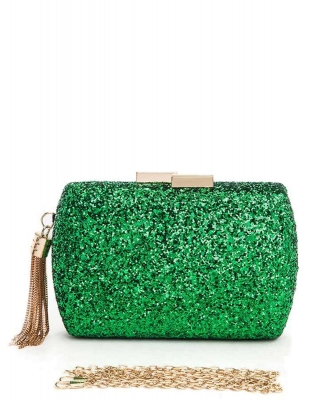 Glitter Iconic Box Clutch Bag F660 GREEN